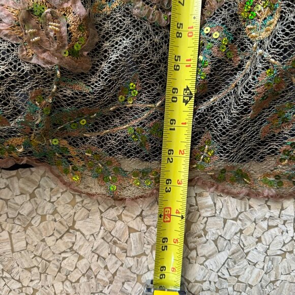 Gorgeous 3X custom made ball gown black satin and floral lace details. - Picture 8 of 11